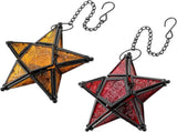 Glass Star Lantern Hanging Ornaments - Tea Light Lantern Window Hangings Patio Balcony Living Room V1258-DP02-F-796