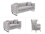 Madeline Range - Light Grey Velvet - Silver Trims V292-L-MAD-LG-3-2-1-S