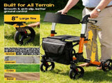 Foldable Aluminium Rollator Walker With Seat & Storage Bag, Adjustable Handles, 8" Wheels, V1181-HP001-OR