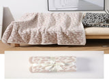 Beige Luxurious Leopard Print Knit Throw Blanket - Ultra-Soft Jacquard Plush for Sofa, Bed & Cozy V888-ELOSUNG27776