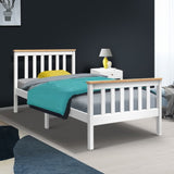 Artiss Bed Frame Single Size Wooden White PONY WBED-D-TC18-92