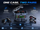 Wireless Earbuds 2 Pairs in 1 Charging Case with LED Display 40H Total Playtime, Gaming & Music, V1337-VS-PKVJ-WLW6
