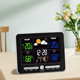 Indoor Outdoor Weather Station Color LCD Atomic Clock Barometer Forecast Dual Alarm Snooze Calendar V1232-CPQXZ002