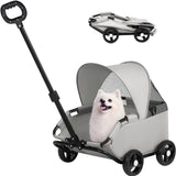 4-Wheel Dog Stroller with Sunshade Cover Collapsible Mesh Canopy Portable Pet Carrier for Outdoor V1107-CS-ZAILXA26