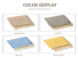 Yellow Elegant Herringbone Tassel Throw Blanket - Large Acrylic Faux Cashmere Soft Cozy Blanket for V888-ELOSUNG32117