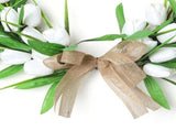 Front Door Wreath Hanging Decoration Simulated Flower Holiday Spring Home Decoration White with V1294-YM0901-3115250115511