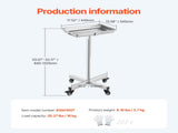 Mayo Stand, Stainless Steel Mayo Tray, Load Capacity up to 35 lbs, Adjustable Height 25.2"-39.8", V952-SYSTCECKFS411UNA4V0