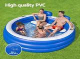 Bestway Kids Inflatable Pool Above Ground Pools Bench Seat Cup Holder 231x219cm BW-POOL-KID-54422
