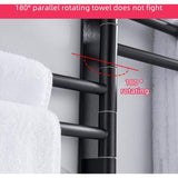 Swivel towel rack wall mounted bathroom towel holder rotating rack space saving 4 arms black V1237-ZY-203-3075