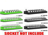 6PCS 1/4" 3/8" 1/2" 143 Slot Magnetic Socket Organizer Storage Holder Trays Set V1097-TTJ-0015