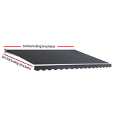 Instahut Retractable Folding Arm Awning Manual Sunshade 5Mx3M Grey AWN-B-ARM-50X30-GREY