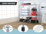 Modular Wire Storage 150x35cm Steel Shelving Chrome With Fixed Legs For Garage Warehouse Or Kitchen V63-841371