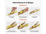 Ratchet Straps, 50.8 mm x 9.1 m, Heavy Duty Tie Down Straps with Double J Hook, 4536 kg Break V952-SJGJLD2X3010VZ6IN001V0