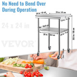 Stainless Steel Prep Table, 61 x 61 x 91.4 cm, 600lbs Load Capacity Heavy Duty Metal Worktable with V952-J24X24X36INCHBGUAV0