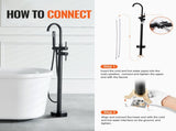 Freestanding Bathtub Faucet, Floor Mount, Freestanding Tub Filler, Shower Mixer Taps, Two Water V952-GHKSLTSYXYGH0IJXEV0