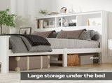 Artiss Bed Frame Double Size Wooden with 3 Shelves Bed Head White WBED-G-S1-D-ABC