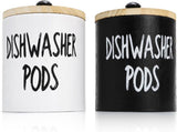 2 Pack Dishwasher Pod Container, Wood Tablet Holder with Lid, Round Laundry Pods Dispenser, V1259-DP01-A-1026