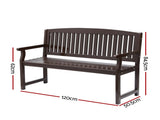 Gardeon Outdoor Garden Bench Wooden 2 Seater Lounge Chair Patio Furniture Brown ODB-4412B-BR