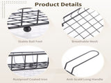 12PCS French Fries Baskets Set, Black Iron Serving Basket with Handle, Oval Mesh Food Presentation V1192-AZ-W-18409