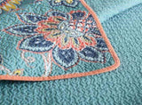 100% Cotton Teal Floralia Garden Coverlet Bedspread Set V745-MMPAC060963Q13U