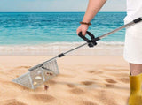 Beach Rake Stainless Steel Sand Flea Rake 140cm Long Detachable Handle and Shark Tooth Wide Sifter V985-BEACHRAKE