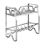 Stainless Steel Kitchen Countertop Organizer 2-Tier Spice Rack and Plate Holder Utensil Storage V1366-AZ2-W-12913