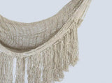 Fringed Cotton Rope Mexican Hammock Swing from Mexico in Ivory V97-CHSCHIVORY