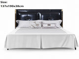 White 137x190x38cm Elastic Bed Skirt - Thickened Polyester Fitted Valance with Double-Layer V888-ELOSUNG56152-5