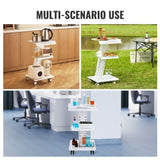 VEVOR Trolley Cart Dental Lab Mobile Rolling Serving Cart 3 Layers with Socket V952-SYSSTCB4Q23534XEFV3