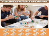 12Pcs Unfinished Wooden Race Car Set DIY Blank Car for Kid Painting and Craft Natural Wood Toy for V1366-AZ2-W-15072