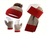 Unisex Knit Hat Scarf Gloves Set Winter Accessories Australia 3-Piece Warm Set - Blue - Size L V1347-922-23958-BLU-L