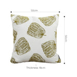 SOGA 50cm Throw Pillow White with Olive Green Autumn Harvest Pumpkin Print Home Decor FRENCHCUSHION329