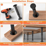 4 Pcs Legs of Furniture Reglables of 12 a Black, Bed Sofa, Chair Table, Coiffeuse Cadre of Bed V1237-MS-626-143