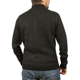 100% SHETLAND RAGG WOOL Half Zip Up Knit JUMPER Pullover Mens Sweater Knitted - Plain Black - M V563-SW-HZ-FBK99B-M