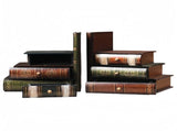 2-Piece Vintage Wooden Bookend Set with 6 Storage Drawers, 16.5 x 12.5 x 17 cm V1188-MS-731-045