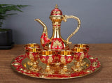 Vintage Palace Style Liquor Serving Set - Metal Pot, 6 Cups & Tray V888-ELOSUNG26391
