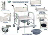 Mobile Shower Toilet Commode Chair Bathroom Aluminum Bedside Footrest Wheelchair V201-GBA0581WH8AU
