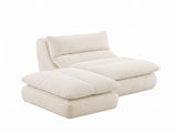 Artiss Lounge Chair Ottoman Single Sofa Couch Boneless Corduroy Chaise Footrest SB-C-OTT-WH