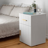 PORTO BEDSIDE TABLE - WHITE - VJ PANEL - OVAL BRASS V164-ECS13WVB05G