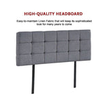 Linen Fabric Double Bed Deluxe Headboard Bedhead - Grey V63-821423