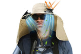 Outdoor Wide Brim Sun Hat With 2 Solar Fans Fishing And Beach Hat With Built In Fan -Khaki V1308-DSZKI-62-2