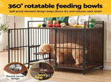 i.Pet 2-in-1 Wooden Dog Crate 99cm Pet Cage Furniture End Table Wheels Black PET-DOGCAGE-WH-99-BK