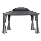 Instahut Gazebo 3x3.65m Canopy Outdoor Steel Frame Patio Tent Curtains Marquee Grey GAZB-IR-ALU-RF-3X3-ABCD