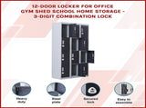 12-Door Locker for Office Gym Shed School Home Storage - 3-Digit Combination Lock V63-839031
