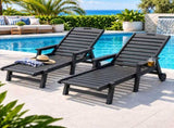 Gardeon 2PCS Sun Lounge Lounger Beach Chair HDPE Patio Outdoor Furniture with Wheels Black FF-LOUNGE-HE-BKX2