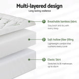 Giselle Bedding 5cm Pillowtop Mattress Topper 1000GSM Thick Soft Bamboo Cooling Pad for Back Pain TOPPER-BAM-5-K