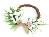 Front Door Wreath Hanging Decoration Simulated Flower Holiday Spring Home Decoration White with V1294-YM0901-3115250115511