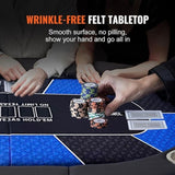 10 Player Foldable Red Color Poker Table Blackjack Texas Holdem Table with Cup Holders V488-POKER - RED