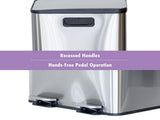 Stainless Steel Dual Compartment Pedal Operation Rubbish Bin V196-SB80