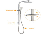 Brushed Nickel Square Twin Shower Set 8" Rain Head 3 Modes Handheld Silding Rail Arm V1233-C7121NHS002M4CNKSS108N